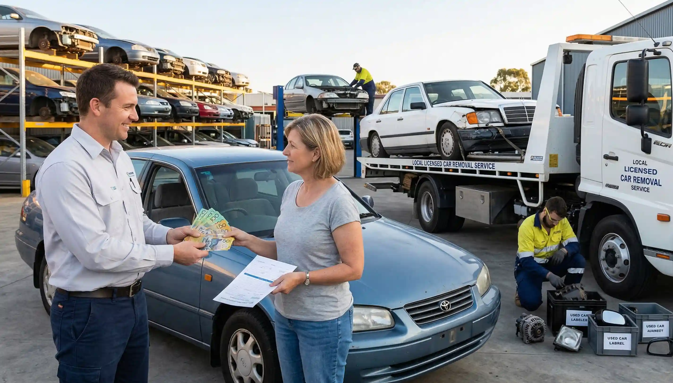 Scrap cars being recycled